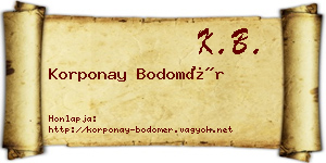 Korponay Bodomér névjegykártya
